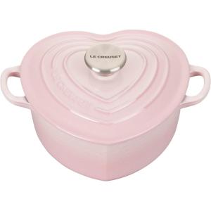 imageLe Creuset Signature Enameled Cast Iron Figural Heart Cocotte 2 Quart Sea Salt with Stainless Steel KnobShell Pink