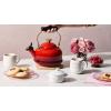 imageLe Creuset Enamel on Steel Whistling Tea Kettle 17 Qt Cerise with Light Gold Heart KnobCerise