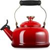 imageLe Creuset Enamel on Steel Whistling Tea Kettle 17 Qt Cerise with Light Gold Heart KnobCerise