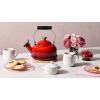 imageLe Creuset Enamel on Steel Whistling Tea Kettle 17 Qt Cerise with Light Gold Heart KnobCerise