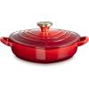 imageLe Creuset Enameled Cast Iron Traditional Shallow Heart Cocotte 125 Qt Peche Light Gold Heart KnobCerise