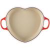 imageLe Creuset Enameled Cast Iron Traditional Shallow Heart Cocotte 125 Qt Peche Light Gold Heart KnobCerise