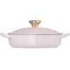 imageLe Creuset Enameled Cast Iron Traditional Shallow Heart Cocotte 125 Qt Peche Light Gold Heart KnobShallot