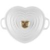 imageLe Creuset Enameled Cast Iron Traditional Shallow Heart Cocotte 125 Qt Peche Light Gold Heart KnobWhite