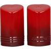 imageLe Creuset Stoneware Heart Shaped Salt ampamp Pepper Shakers 4 oz Each CeriseCerise