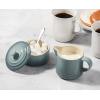 imageLe Creuset Stoneware Signature Sea Salt Cream ampamp Sugar Set Cream 300 ml Sugar 8ozDeep Teal