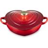 imageLe Creuset Enameled Cast Iron Traditional Shallow Heart Cocotte 125 Qt Peche Light Gold Heart KnobCerise