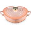 imageLe Creuset Enameled Cast Iron Traditional Shallow Heart Cocotte 125 Qt Peche Light Gold Heart KnobPeche