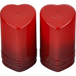 imageLe Creuset Stoneware Heart Shaped Salt ampamp Pepper Shakers 4 oz Each CeriseCerise