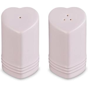imageLe Creuset Stoneware Heart Shaped Salt ampamp Pepper Shakers 4 oz Each CeriseShallot
