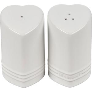 imageLe Creuset Stoneware Heart Shaped Salt ampamp Pepper Shakers 4 oz Each CeriseWhite
