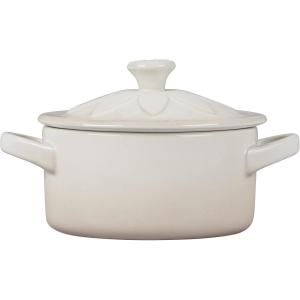 imageLe Creuset Stoneware Mini Round Cocotte with Flower Lid 8oz MeringueMeringue