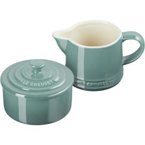 imageLe Creuset Stoneware Signature Sea Salt Cream ampamp Sugar Set Cream 300 ml Sugar 8ozSea Salt