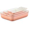 imageLe Creuset Stoneware Heritage Set 3 Rectangular Dishes ArtichautPeche