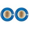 imageLe Creuset Stoneware Set of 2 Cappuccino Cups and Saucers  7 oz each WhiteMarseille