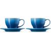 imageLe Creuset Stoneware Set of 2 Cappuccino Cups and Saucers  7 oz each WhiteMarseille