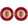 imageLe Creuset Stoneware Set of 2 Cappuccino Cups and Saucers  7 oz each WhiteRed