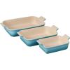 imageLe Creuset Stoneware Heritage Set 3 Rectangular Dishes ArtichautCaribbean