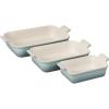 imageLe Creuset Stoneware Heritage Set 3 Rectangular Dishes ArtichautSea Salt