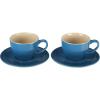 imageLe Creuset Stoneware Set of 2 Cappuccino Cups and Saucers  7 oz each WhiteMarseille