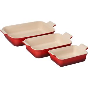 imageLe Creuset Stoneware Heritage Set 3 Rectangular Dishes ArtichautCerise