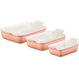 imageLe Creuset Stoneware Heritage Set 3 Rectangular Dishes ArtichautPeche