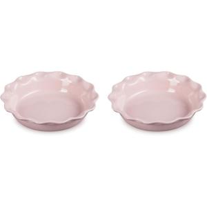 imageLe Creuset Stoneware Set of 2 Heritage Fluted Pie Dish 9quot Chiffon PinkChiffon Pink