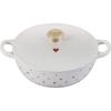 imageLe Creuset LAmour Enameled Cast Iron Soup Pot 275 Quarts White with Heart Applique ampamp Light Gold KnobSoup Pot