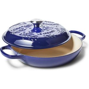 imageLe Creuset Olive Branch Collection Enameled Cast Iron Signature Braiser 35 qt Artichaut with Embossed LidIndigo