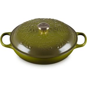 imageLe Creuset Olive Branch Collection Enameled Cast Iron Signature Braiser 35 qt Artichaut with Embossed LidOlive