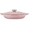 imageLe Creuset Signature Enameled Cast Iron Petal Braiser 225qt Peche wLight Gold KnobShell Pink