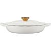 imageLe Creuset Signature Enameled Cast Iron Petal Braiser 225qt Peche wLight Gold KnobWhite