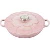 imageLe Creuset Signature Enameled Cast Iron Petal Braiser 225qt Peche wLight Gold KnobShell Pink