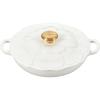 imageLe Creuset Signature Enameled Cast Iron Petal Braiser 225qt Peche wLight Gold KnobWhite