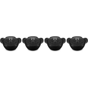 imageLe Creuset Enameled Cast Iron Gourmand Collection Set of 4 Mini Oval Baker 3 qt Matte BlackMini Cocotte with Lid