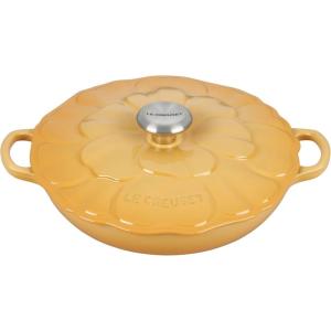 imageLe Creuset Signature Enameled Cast Iron Petal Braiser 225qt Peche wLight Gold KnobHoney