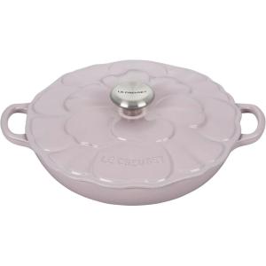 imageLe Creuset Signature Enameled Cast Iron Petal Braiser 225qt Peche wLight Gold KnobShallot