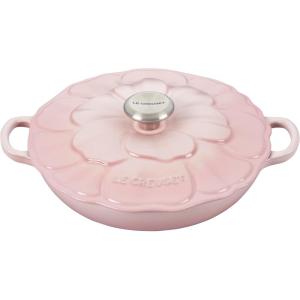 imageLe Creuset Signature Enameled Cast Iron Petal Braiser 225qt Peche wLight Gold KnobShell Pink