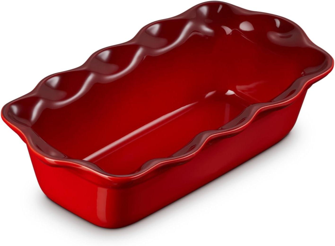 imageLe Creuset Stoneware Heritage Fluted Loaf Pan 9quot Sea SaltCerise