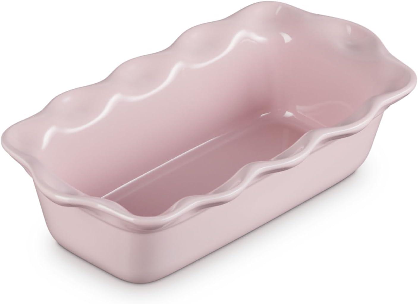 imageLe Creuset Stoneware Heritage Fluted Loaf Pan 9quot Sea SaltChiffon Pink