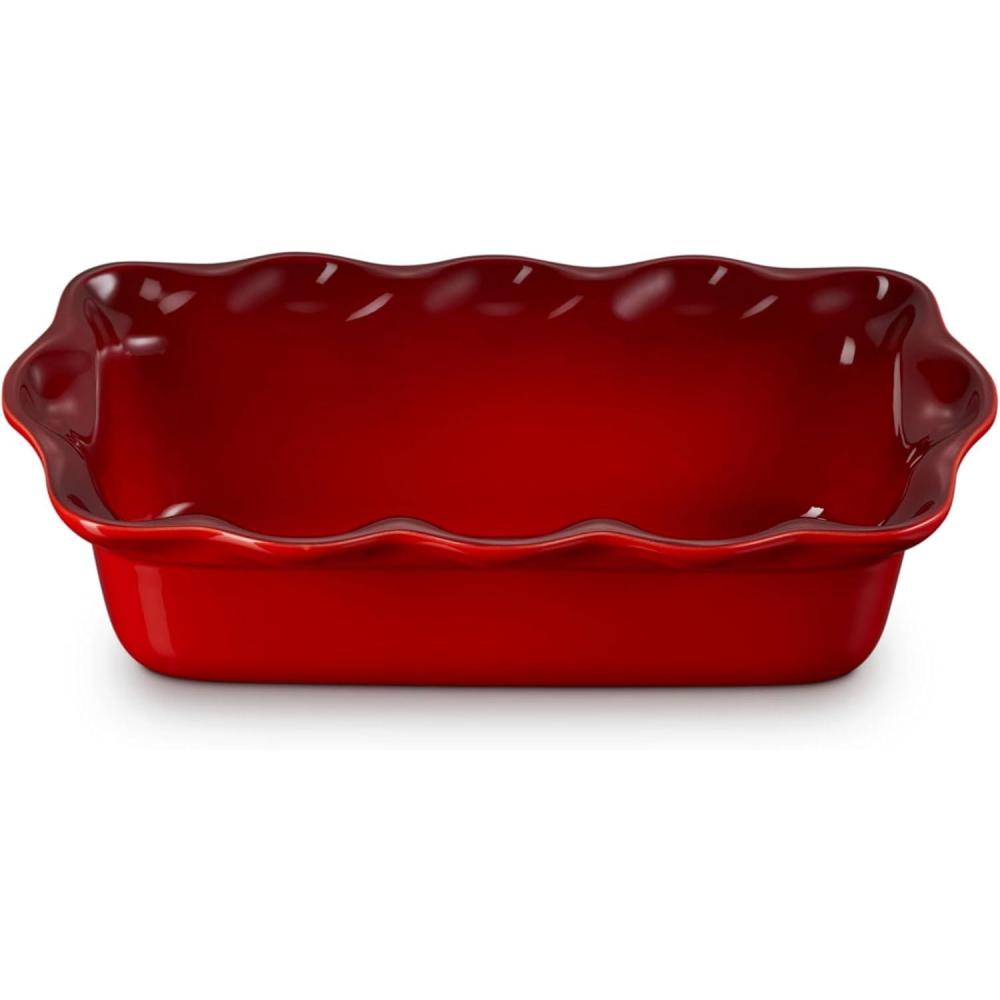 imageLe Creuset Stoneware Heritage Fluted Loaf Pan 9quot Sea SaltCerise
