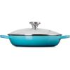 imageLe Creuset Enameled Cast Iron Signature Round Braiser with Glass Lid 225 qt WhiteCaribbean