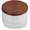 imageLe Creuset Signature Salt Cellar and Storage Canister with Wood Lid 7 oz LicoriceWhite