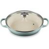 imageLe Creuset Enameled Cast Iron Signature Round Braiser with Glass Lid 225 qt WhiteSea Salt