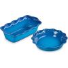 imageLe Creuset Stoneware Set of 2 9quot Heritage Fluted Pie and 9quot Fluted Loaf Dish CeriseMarseille