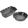 imageLe Creuset Stoneware Set of 2 9quot Heritage Fluted Pie and 9quot Fluted Loaf Dish CeriseOyster
