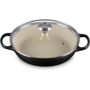 imageLe Creuset Enameled Cast Iron Signature Round Braiser with Glass Lid 225 qt WhiteLicorice
