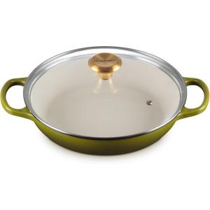 imageLe Creuset Enameled Cast Iron Signature Round Braiser with Glass Lid 225 qt WhiteOlive