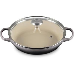 imageLe Creuset Enameled Cast Iron Signature Round Braiser with Glass Lid 225 qt WhiteOyster