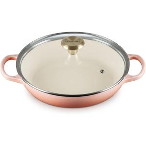 imageLe Creuset Enameled Cast Iron Signature Round Braiser with Glass Lid 225 qt WhitePeche